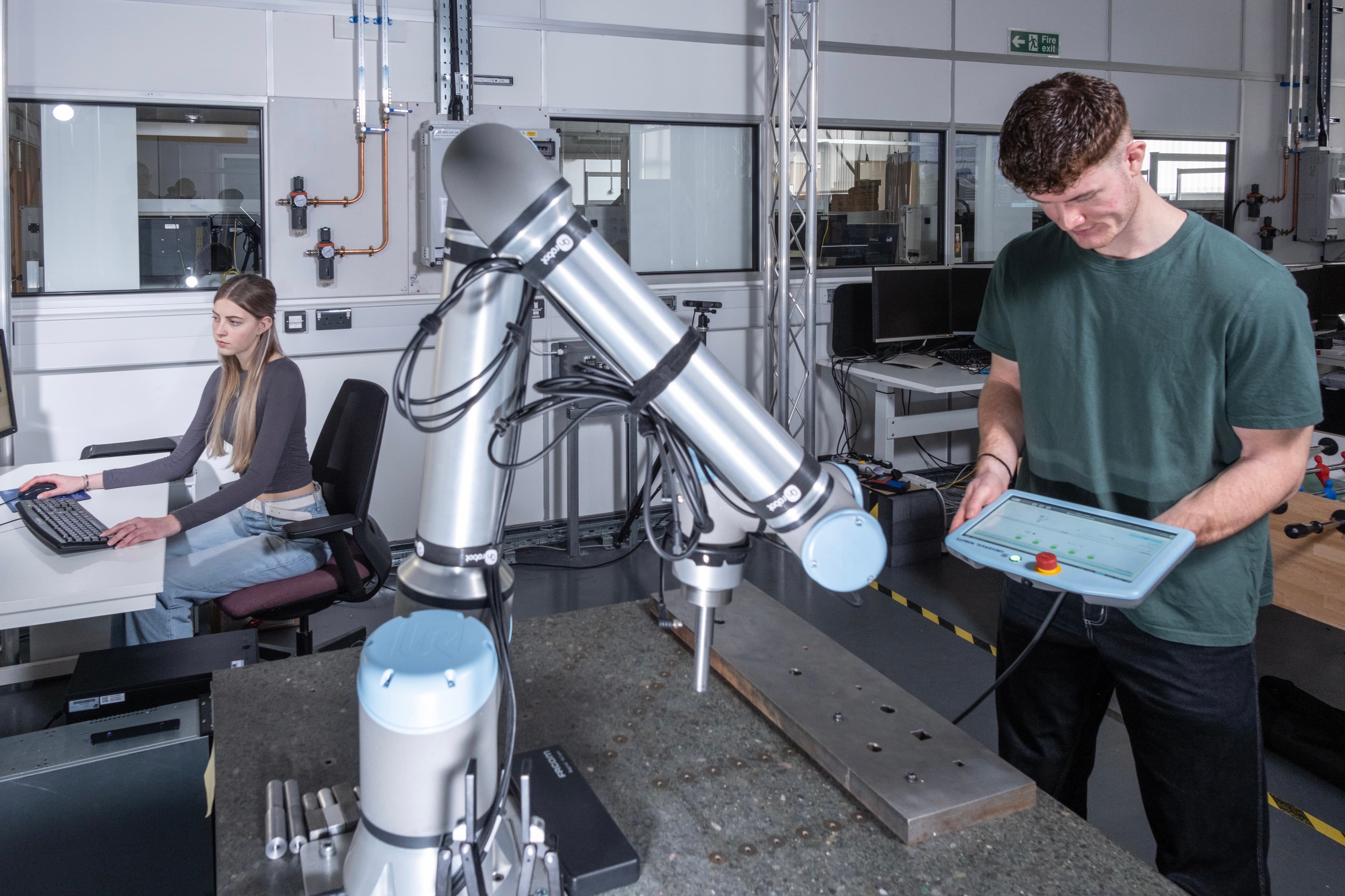 Seb working in the engineering lab